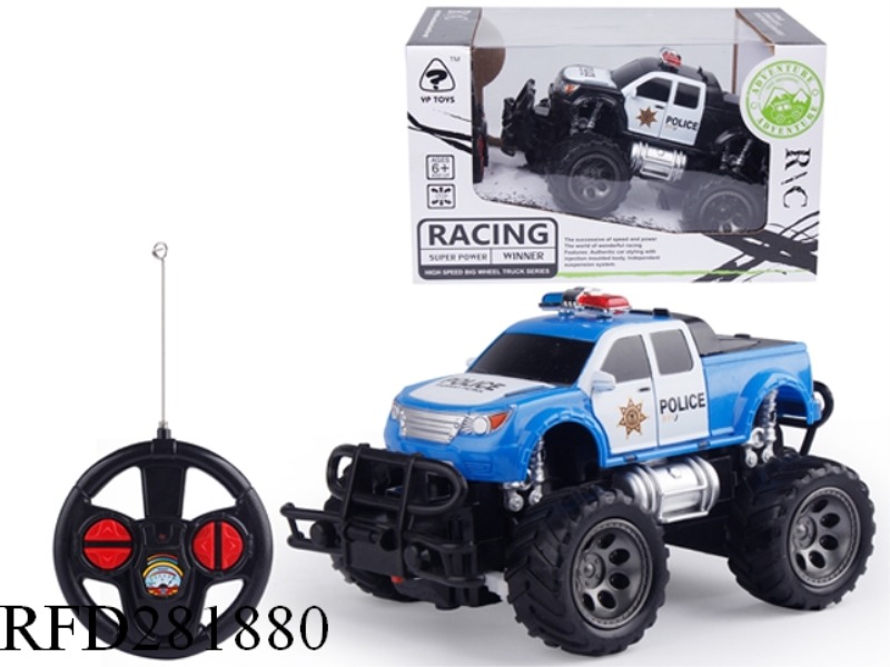 1:24 FOUR-WAY REMOTE CONTROL PICKUP CROSS-COUNTRY POLICE CAR (NOT CHARGED)