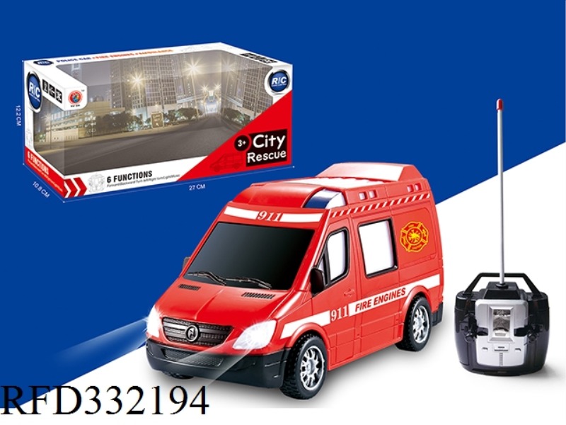 FOUR-WAY REMOTE CONTROL FIRE TRUCK WITH 2 HEADLIGHTS (CAR BODY PRINTING)(NOT INCLUDE)