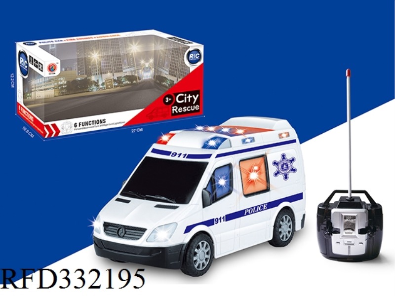 FOUR-WAY REMOTE CONTROL LIGHT AND MUSIC POLICE CAR (CAR BODY PRINTING)(NOT INCLUDE)