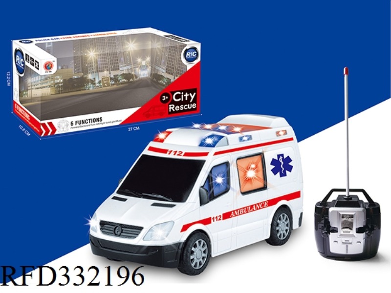 FOUR-WAY REMOTE CONTROL LIGHT AND MUSIC AMBULANCE (CAR BODY PRINTING)(NOT INCLUDE)