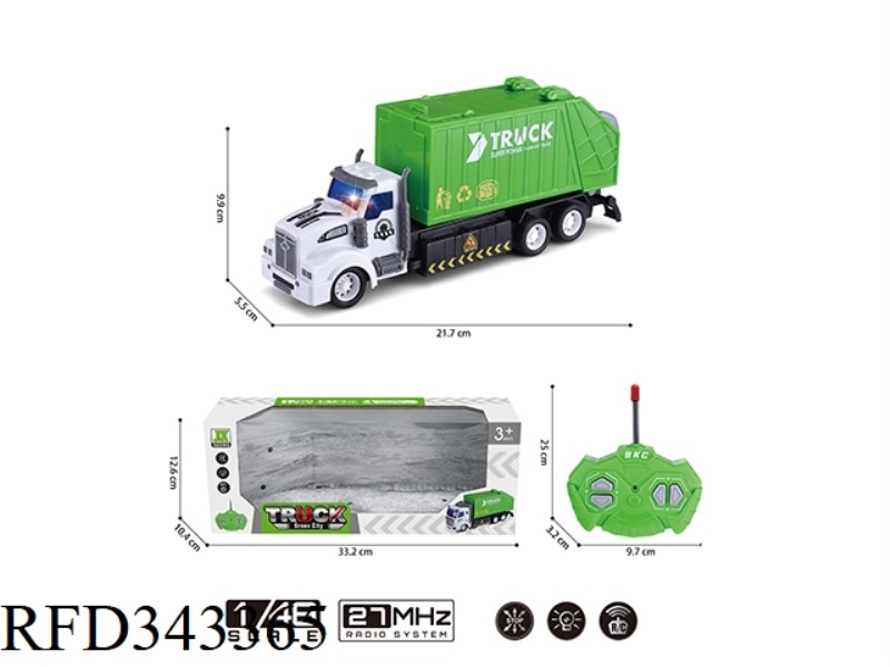 1:48 FOUR-WAY LIGHT REMOTE CONTROL GARBAGE SANITATION TRUCK WITH LONG HEAD