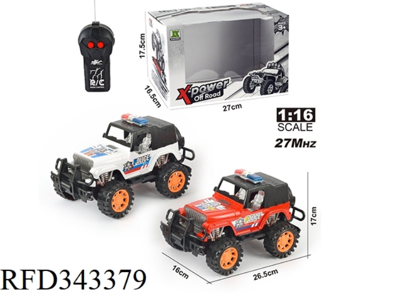 1:16 TWO-WAY REMOTE CONTROL JEEP OFF-ROAD FULL ROOF POLICE CAR