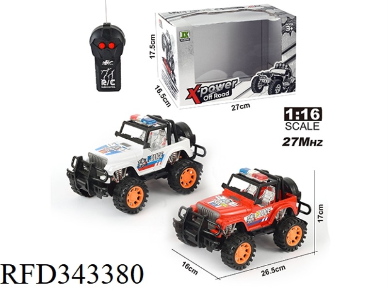 1:16 TWO-WAY REMOTE CONTROL JEEP OFF-ROAD OPEN TOP POLICE CAR