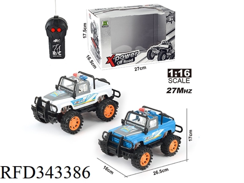 1:16 TWO-WAY REMOTE CONTROL LAND ROVER OFF-ROAD OPEN TOP POLICE CAR