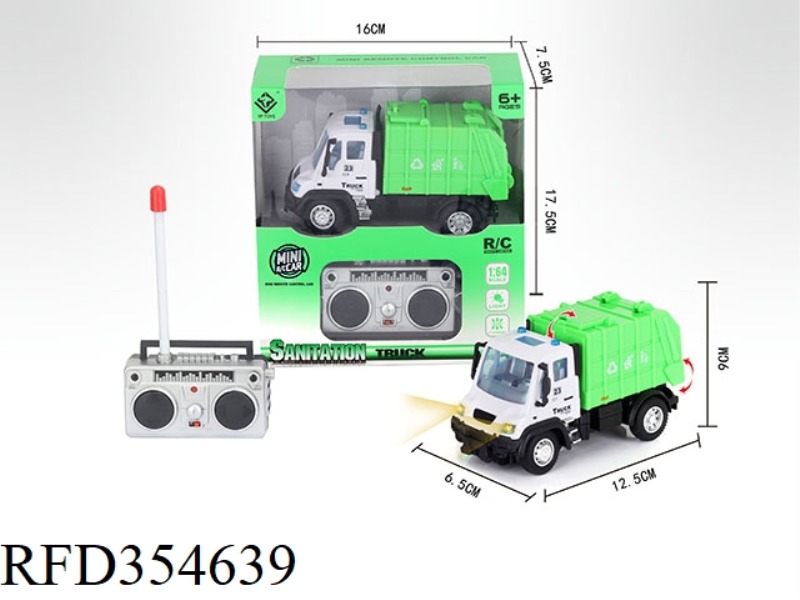 1:64 FOUR-CHANNEL REMOTE CONTROL SANITATION GARBAGE TRUCK (NOT INCLUDE)