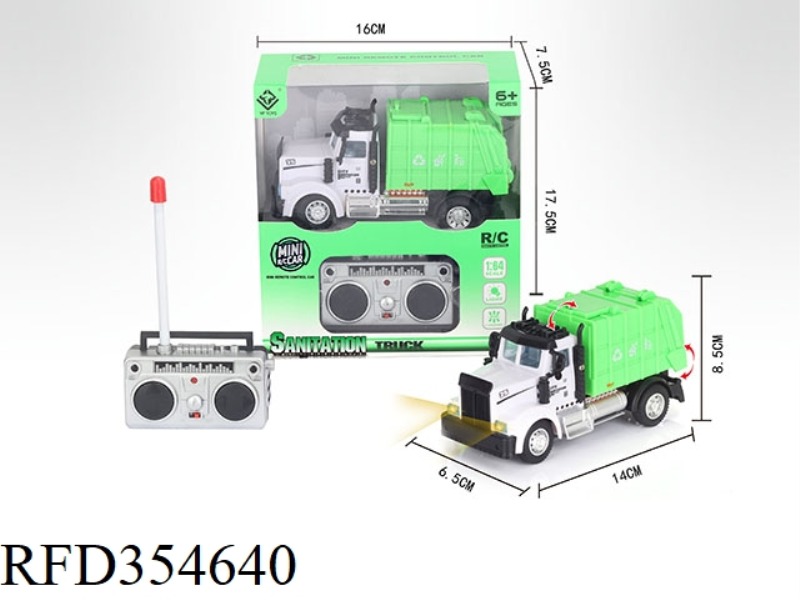 1:64 FOUR-CHANNEL REMOTE CONTROL SANITATION GARBAGE TRUCK (NOT INCLUDE)