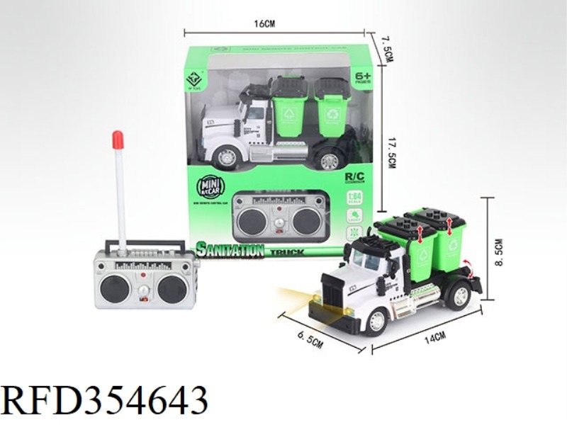 1:64 FOUR-CHANNEL REMOTE CONTROL TRASH CAN SANITATION TRUCK (NOT INCLUDE)