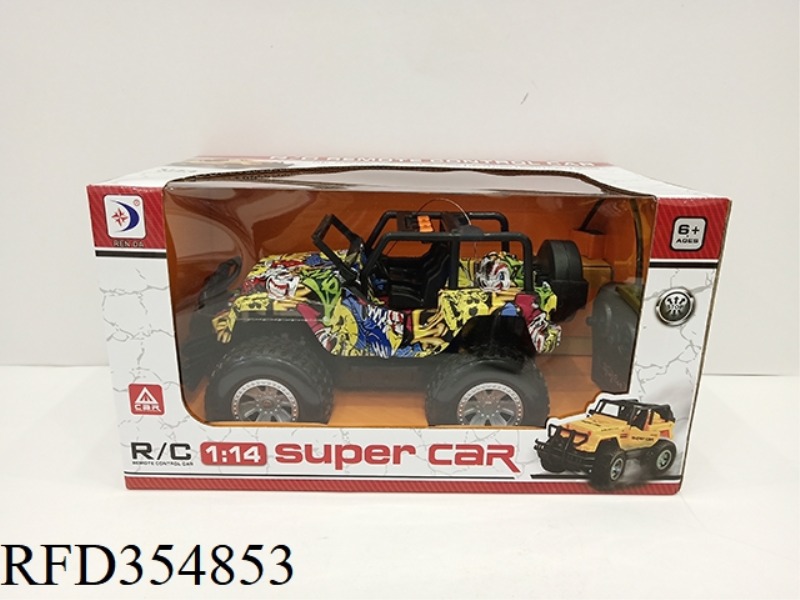 1:14 REMOTE CONTROL GRAFFITI JEEP DOOR CAN BE MANUALLY OPENED AND CLOSED WITH LIGHT
