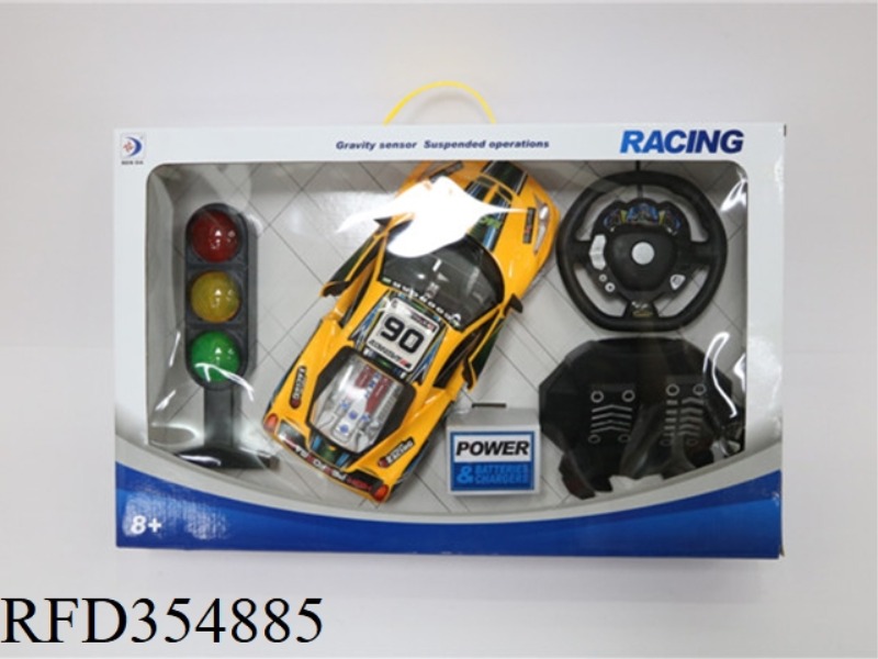1:12 SIMULATION TRAFFIC LIGHT, SMALL STEERING WHEEL, PEDAL REMOTE CONTROL OPEN DOOR SPORTS CAR