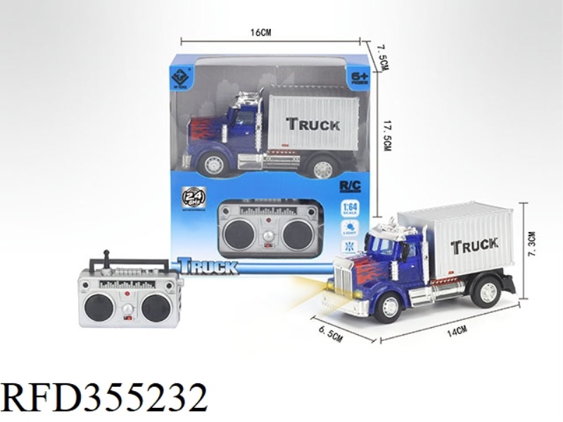 1:64 FOUR-CHANNEL 2.4G REMOTE CONTROL TRANSPORT CONTAINER TRUCK (INCLUDE)