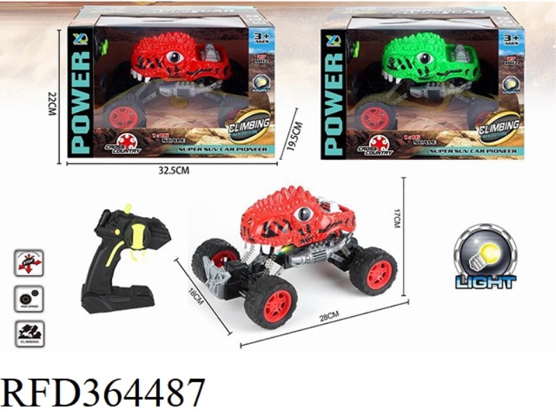 FOUR-WAY WITH FRONT LIGHT 1.16 TYRANNOSAURUS OFF-ROAD REMOTE CONTROL CAR (RED, GREEN)