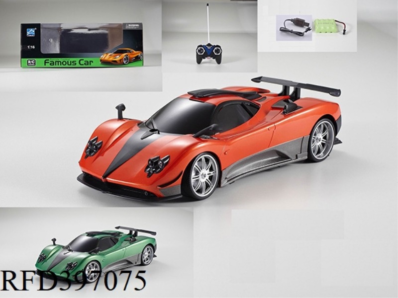1:16 FOUR-CHANNEL PAGANI REMOTE CONTROL CAR-ORANGE AND GREEN 2 COLORS MIXED-(INCLUDE) (27MHZ)