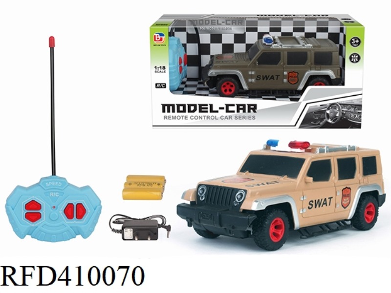1:18 FOUR-CHANNEL REMOTE CONTROL MILITARY POLICE VEHICLE WRANGLER (INCLUDE)