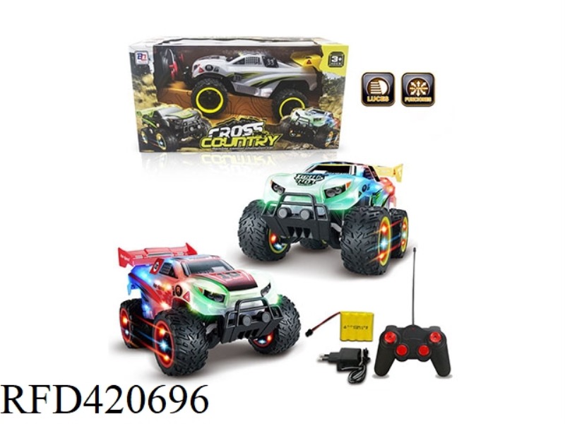 1:14 OFF-ROAD FOUR-CHANNEL REMOTE CONTROL CAR (INCLUDING BATTERY, FOUR WHEELS WITH LIGHTS, BODY WITH