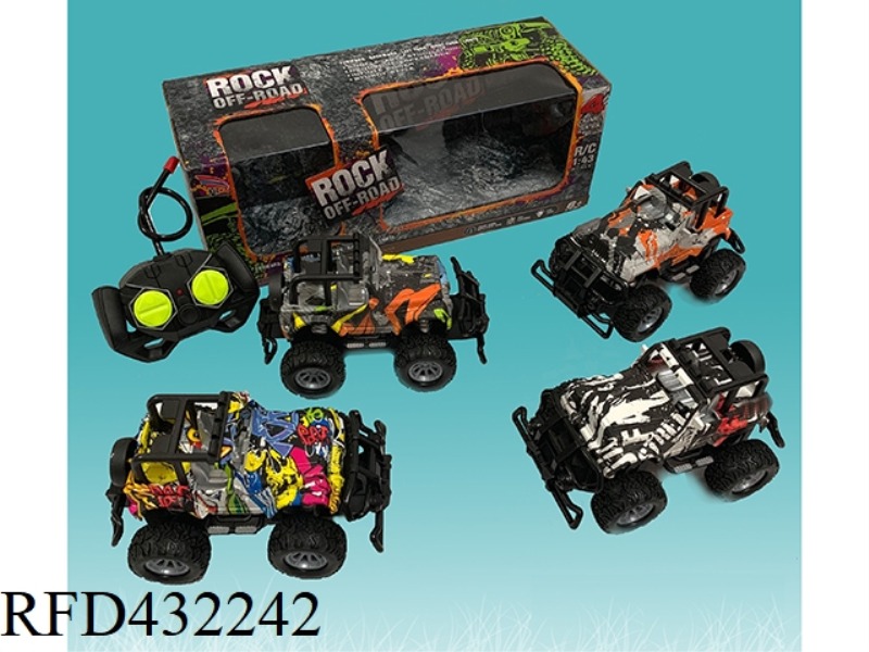 1:43 GRAFFITI WRANGLER JEEP FOUR-CHANNEL REMOTE CONTROL CAR WITH LIGHTS