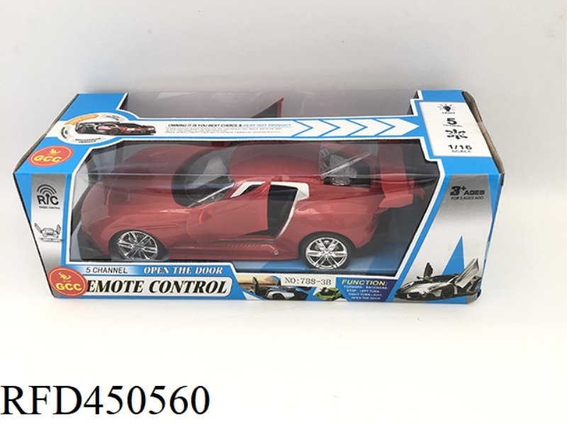 1:16 FIVE-WAY THREE-DOOR REMOTE CONTROL CAR WITH LIGHTS (USB WITH CHARGING) (RED.BLUE)