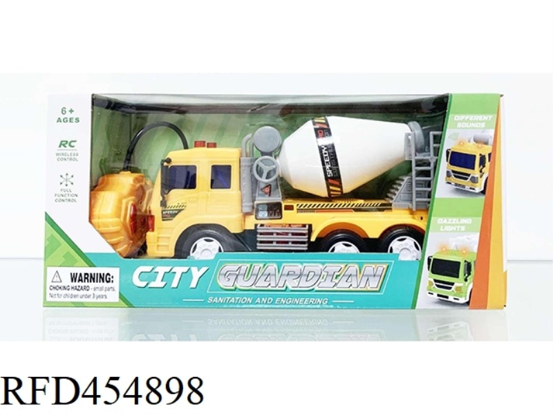 1:18 FOUR-CHANNEL LIGHT AND SOUND YELLOW REMOTE CONTROL SIMULATION MIXER TRUCK