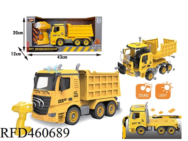 DIY PROJECT DUMP TRUCK WITH REMOTE CONTROL HANDLE 2.4G WITH LIGHT AND MUSIC