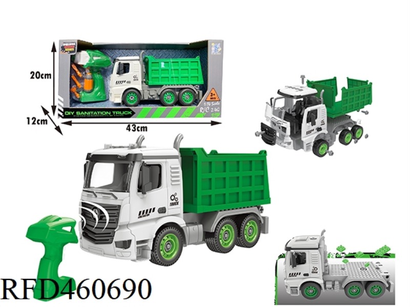 DIY GREEN DUMP TRUCK WITH REMOTE CONTROL HANDLE 2.4G
