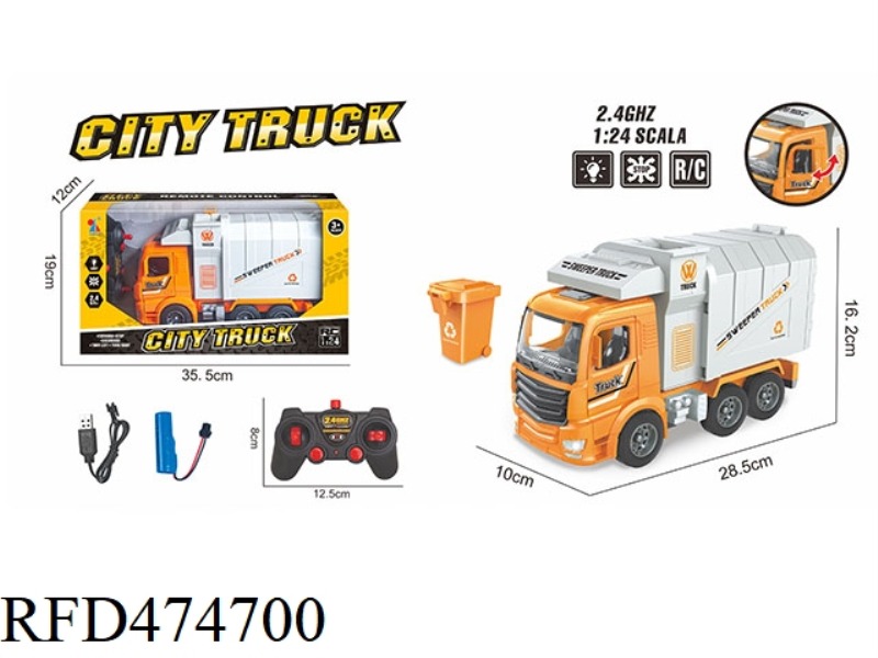 1:24 SIX-CHANNEL 2.4G PAIR FREQUENCY REMOTE CONTROL LIGHT DOOR OPEN DUMP SANITATION TRUCK (INCLUDE)
