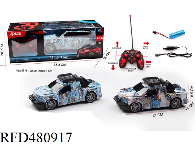 F150/1:16 FORD RAPTOR FIVE-CHANNEL OFF-ROAD SIMULATION REMOTE CONTROL CAR GRAFFITI WITH 3D LIGHT (IN