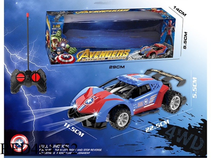 1: 18 FOUR-CHANNEL REMOTE CONTROL OFF-ROAD RACING WITH HEADLIGHTS (CAPTAIN AMERICA) (NOT INCLUDED)
