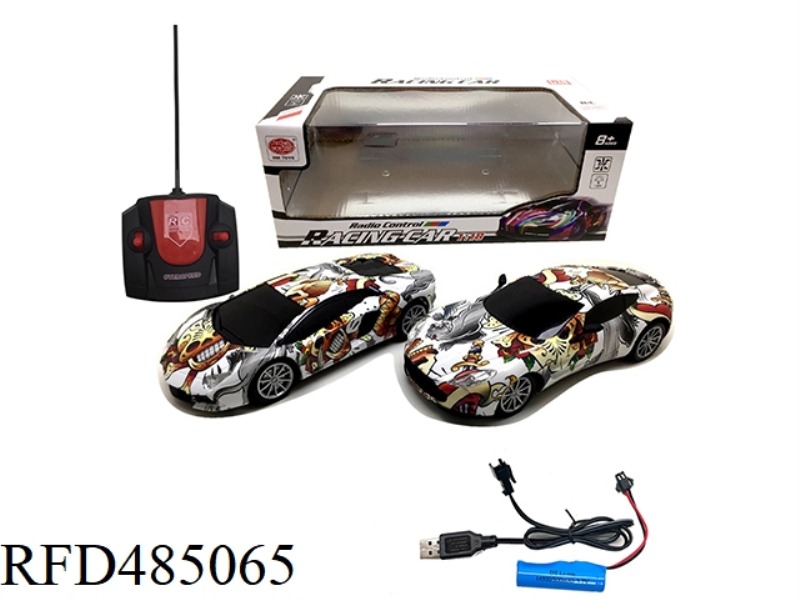 1:18 FOUR-WAY REMOTE CONTROL CAR RAMBO MARTIN WU GLASS WATERMARK TO ART SNAKE PAINT (FRONT LIGHT) （I