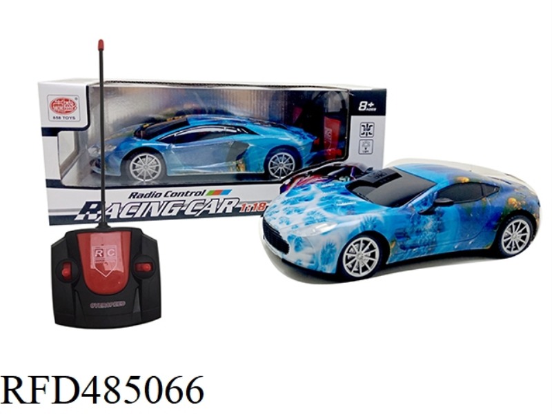 1:18 FOUR-WAY REMOTE CONTROL CAR RAMBO MARTIN WU GLASS BLUE FIRE (FRONT LIGHT) (NOT INCLUDED)