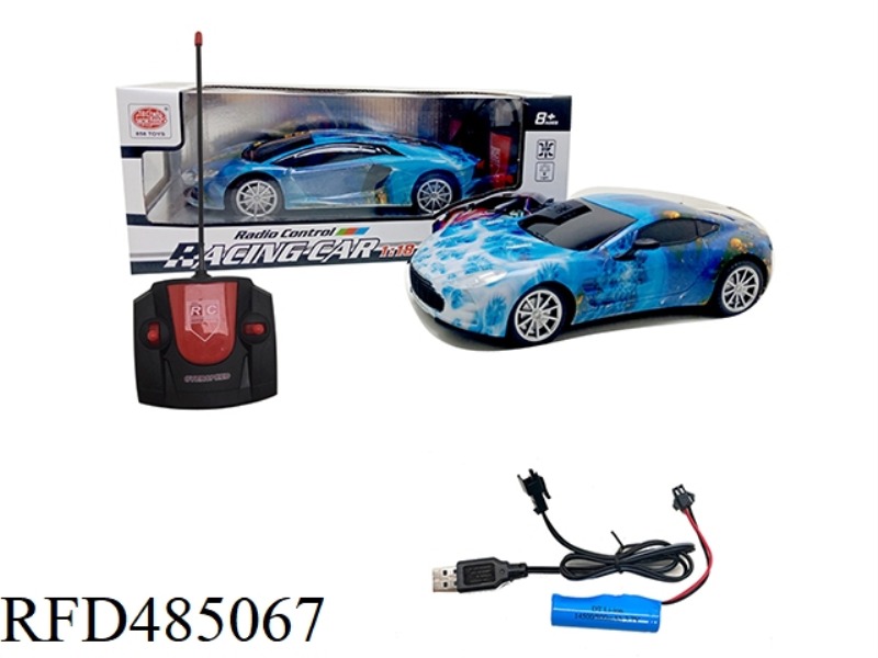 1:18 FOUR-WAY REMOTE CONTROL CAR RAMBO MARTIN WU GLASS BLUE FIRE (FRONT LIGHT) （INCLUDE）