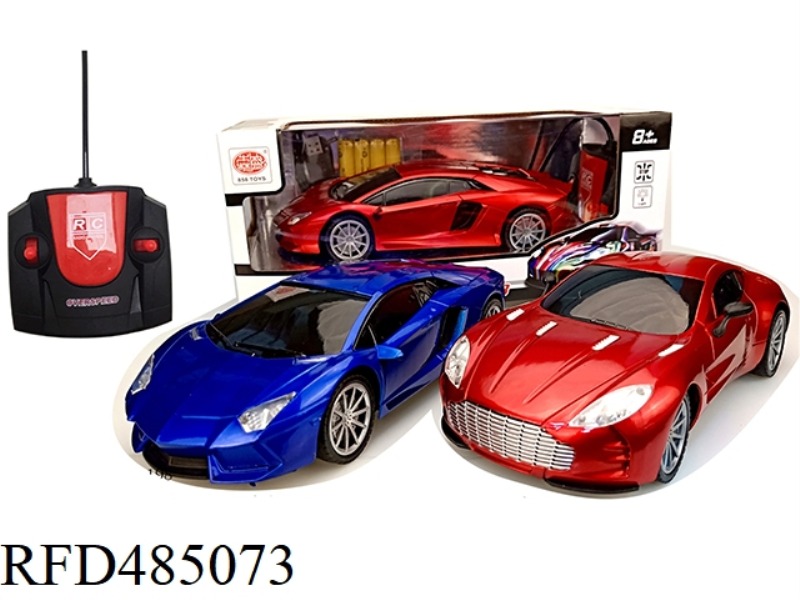 1:18 FOUR-WAY REMOTE CONTROL CAR RAMBO MARTIN WU GLASS WATERMARK TO SIMULATION CAR RED AND BLUE 2 CO