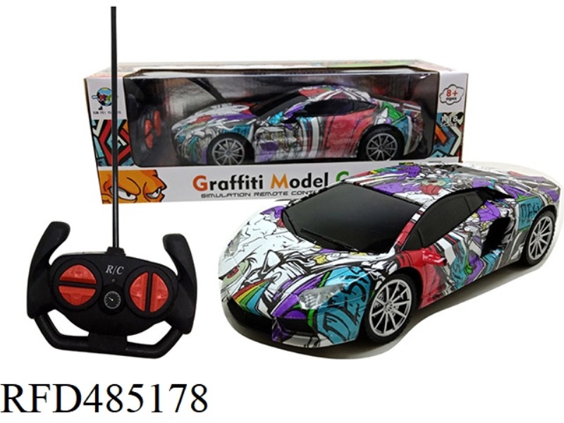 1:18 FOUR-WAY REMOTE CONTROL CAR RAMBO MARTIN WU GLASS METAL PATTERN SPRAY (FRONT LIGHT) (NOT INCLUD