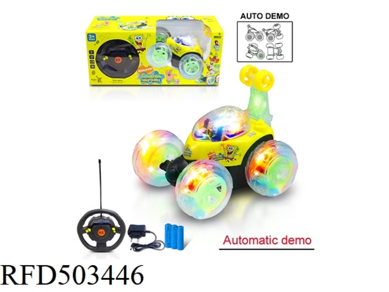 STEERING WHEEL FOUR-CHANNEL REMOTE CONTROL DUMP TRUCK SPONGEBOB SQUAREPANTS WITH LIGHTS AND MUSIC (I