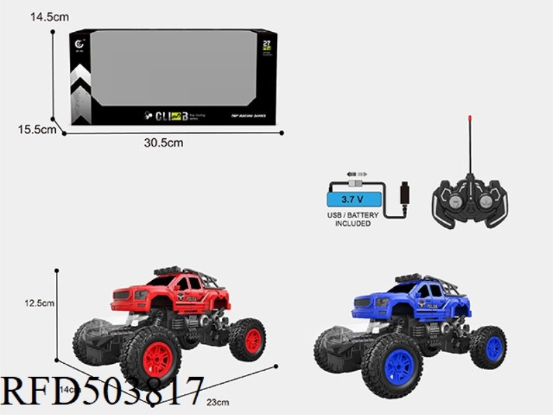 1:1627MHZ REMOTE CONTROL 5-WAY PICKUP TRUCK POLICE CLIMBING VEHICLE