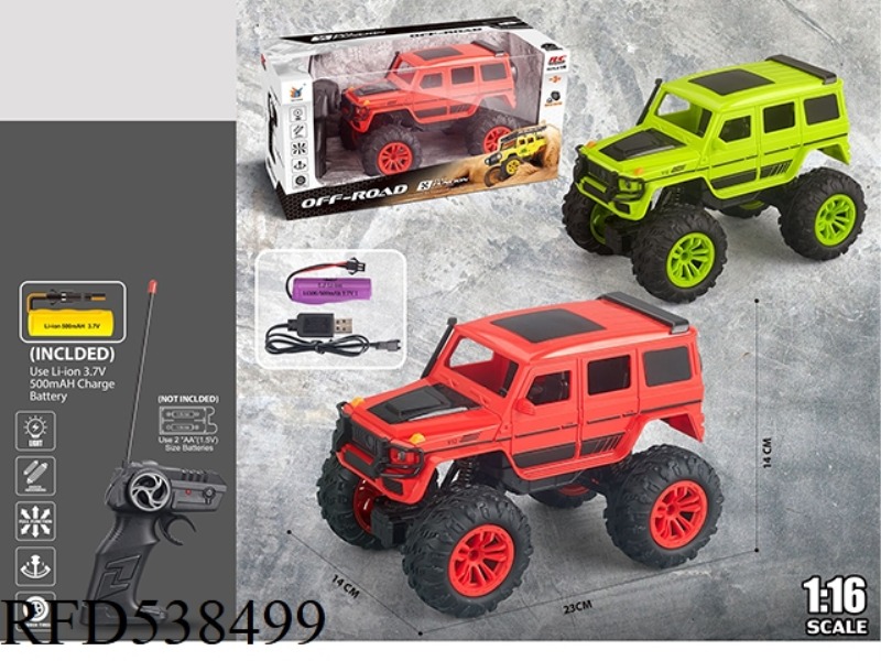 1:16 FOUR-CHANNEL LIGHT LARGE G OFF-ROAD REMOTE CONTROL CAR (PACK 3.7V LITHIUM BATTERY +USB CABLE)