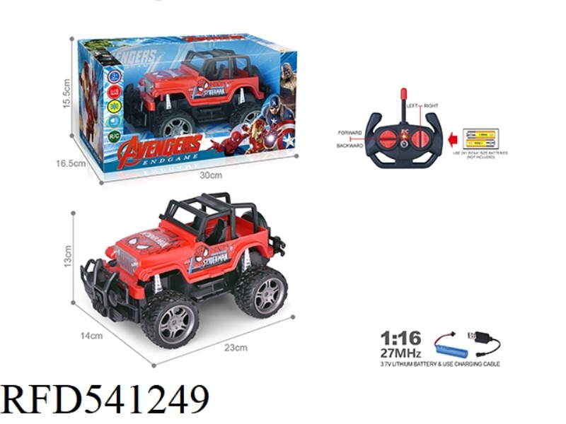 27MHZ 1:16 FOUR-PASS HEADLIGHTS OFF-ROAD REMOTE CONTROL VEHICLE (SPIDER WRANGLER) INCLUDES ELECTRICI
