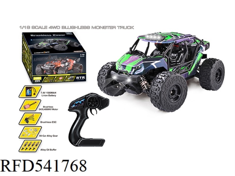 1:18 BRUSHLESS FOUR-WHEEL DRIVE FULL PROPORTION HIGH SPEED BIGFOOT (HIGH) GREEN