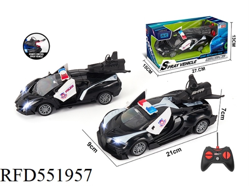 1:20 ONE-CLICK DOOR OPENING REMOTE CONTROL CAR WITH SPRAY FUNCTION (2 HYBRID POLICE CAR VERSIONS)