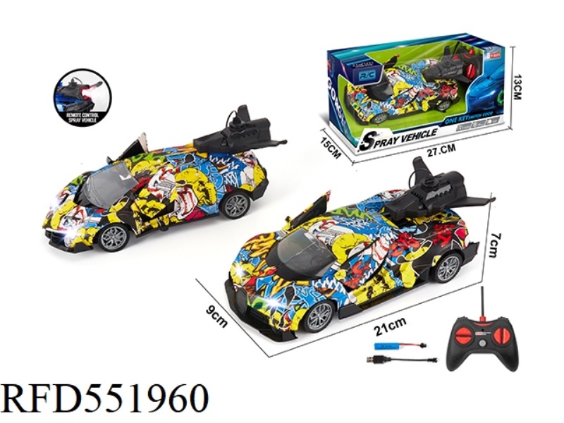 1:20 ONE-CLICK DOOR OPENING REMOTE CONTROL CAR WITH SPRAY FUNCTION (2 MIXED GRAFFITI VERSION)