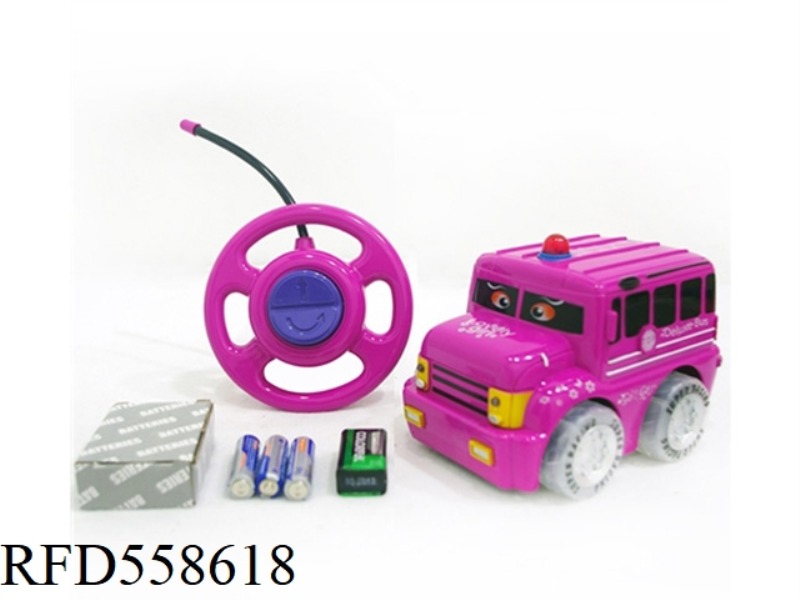 TWO REMOTE CONTROL PADDLE WHEEL CARTOON BABRENE BUS POLICE CAR