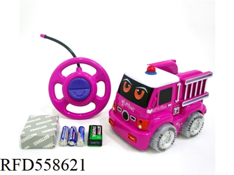 TWO REMOTE CONTROL PADDLE WHEEL CARTOON BABRENE FIRE TRUCK