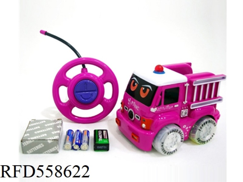 TWO REMOTE CONTROL PADDLE WHEEL CARTOON BABYRENE FIRE RESCUE POLICE CAR