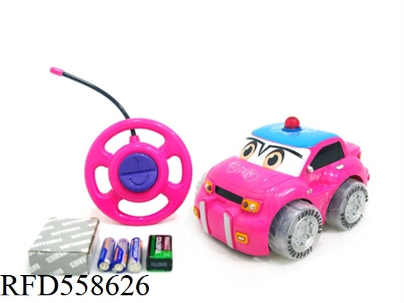 TWO REMOTE CONTROL PADDLE WHEEL CARTOON BABRENE POLICE CAR