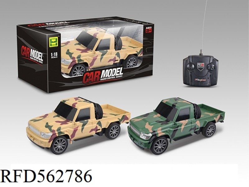 1:18 PICKUP TRUCK MILITARY FOUR-WAY LIGHT REMOTE CONTROL CAR