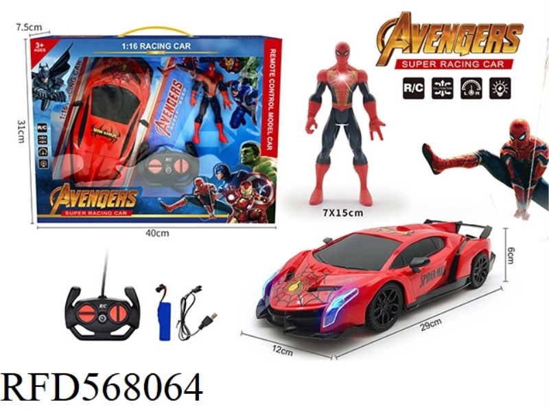 1:16 REMOTE CONTROL CAR WITH LIGHTS SPIDER-MAN