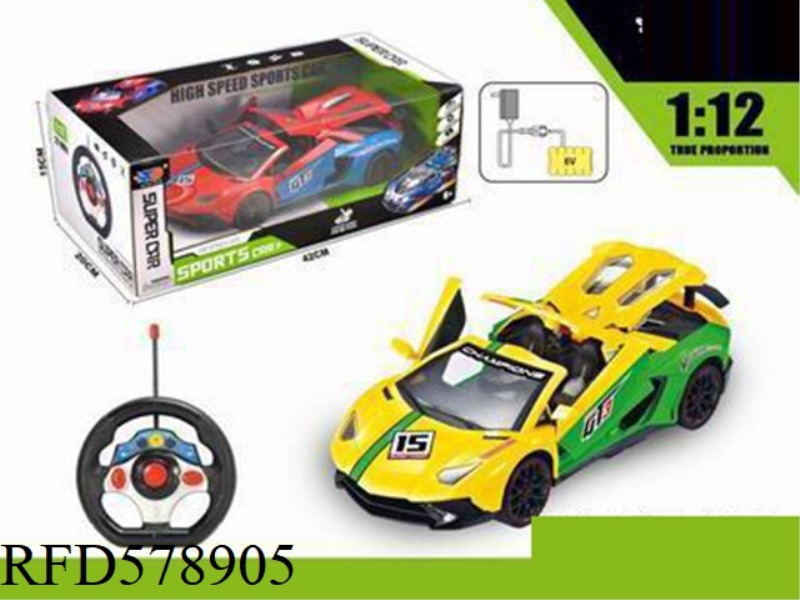 1: 12 LAMBORGHINI HAS A REMOTE CONTROL CAR WITH FOUR DOORS (WITH SMALL STEERING WHEEL REMOTE CONTROL