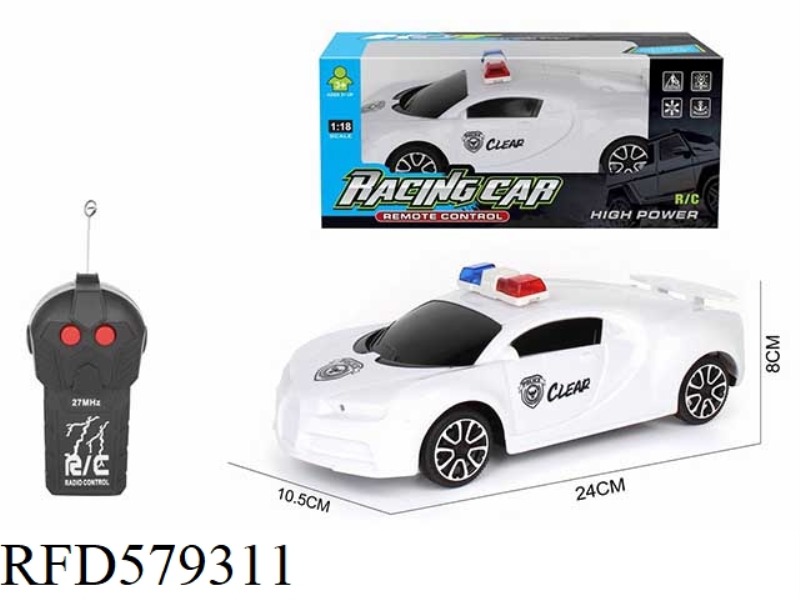 1:18 TWO WAY REMOTE CONTROL CAR BUGADI POLICE CAR WITHOUT ELECTRIC HEADLIGHTS
