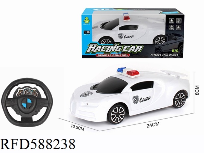 1:18 TWO-WAY REMOTE CONTROL CAR BUGATTI POLICE CAR IS UNCHARGED WITH HEADLIGHT STEERING WHEEL.