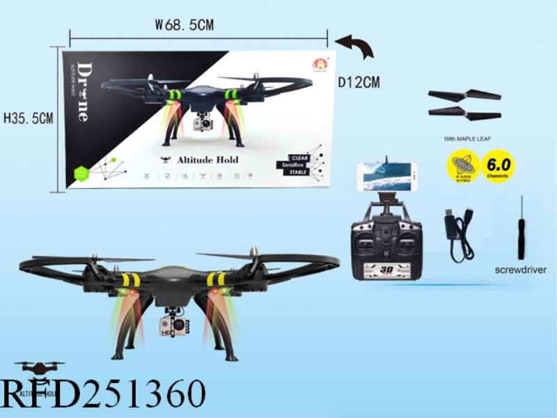 6CH RC DRONE WITH ALTITUDE HOLD WITH 0.3MP CAMERA WITH WIFI