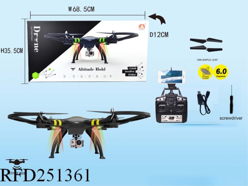6CH RC DRONE WITH ALTITUDE HOLD WITH 2MP CAMERA WITH WIFI