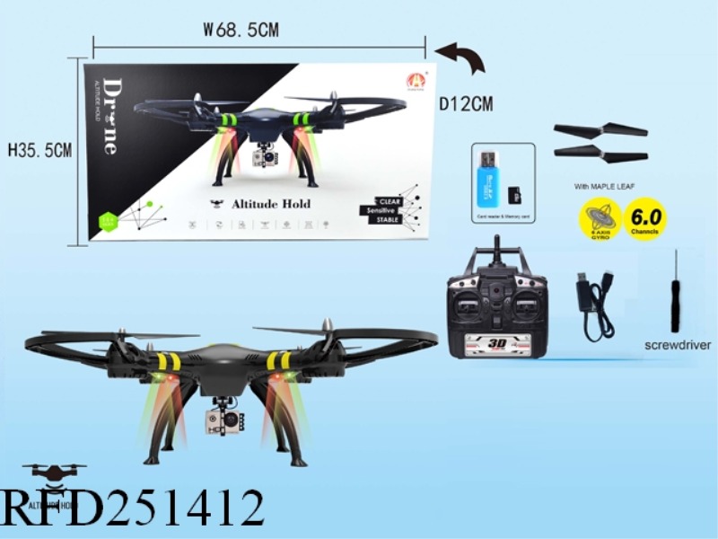 6CH RC DRONE WITH ALTITUDE HOLD WITH 0.3MP CAMERA